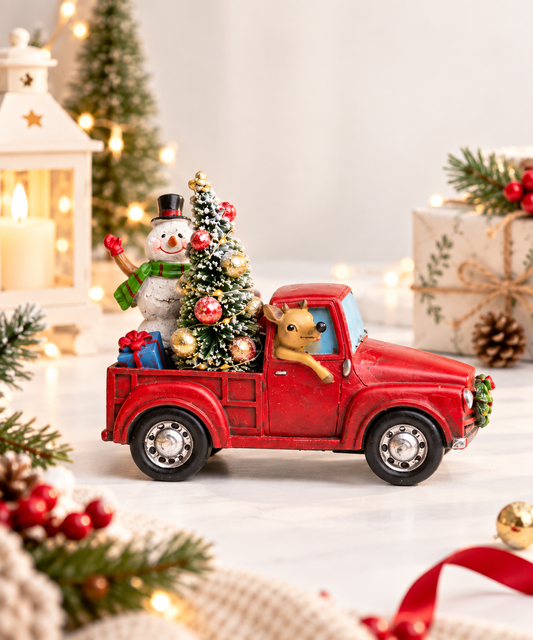 Vintage Red Truck Christmas Decor