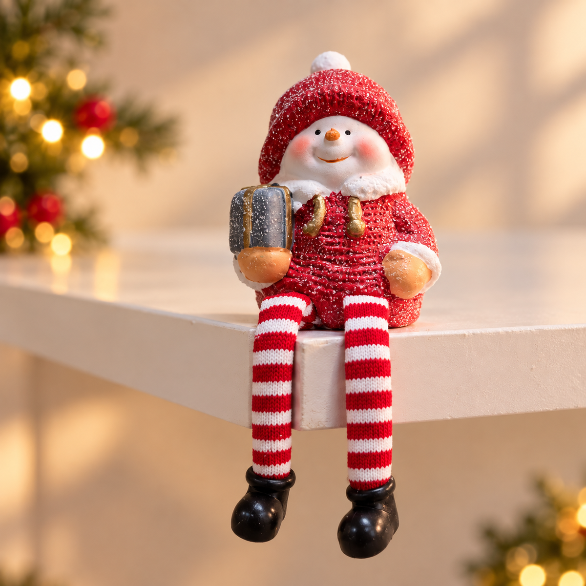 Snowman Shelf Sitter with Dangling Legs
